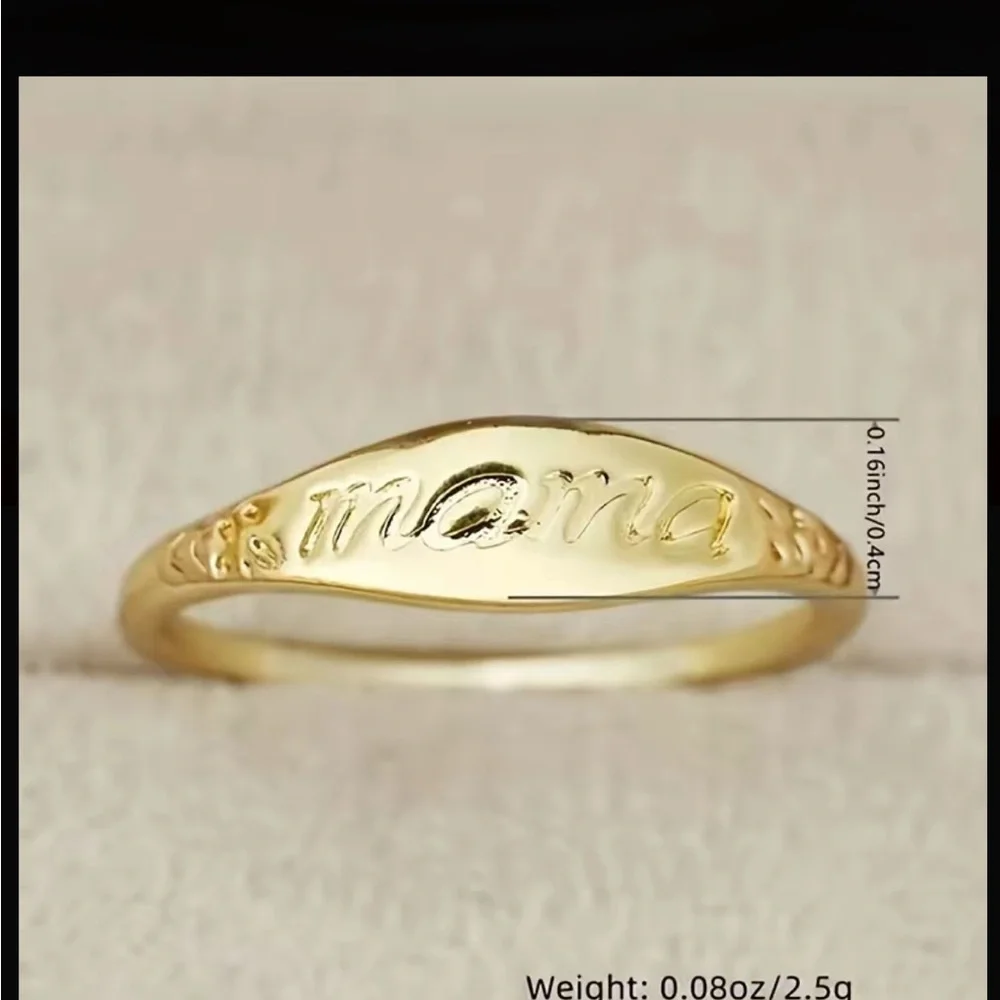 Gold “Mama” Floral Minimalist Ring